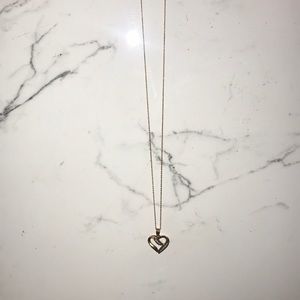 Gold heart with silver jewel necklace